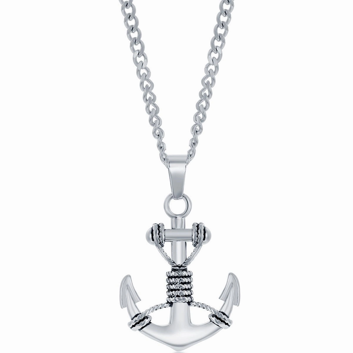 Men's Necklace - Stainless Steel Oxidized Anchor| SL-7095