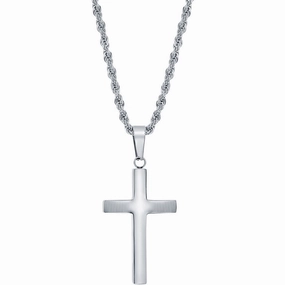 Men's Necklace - Stainless Steel Polished Cross | SL-7094