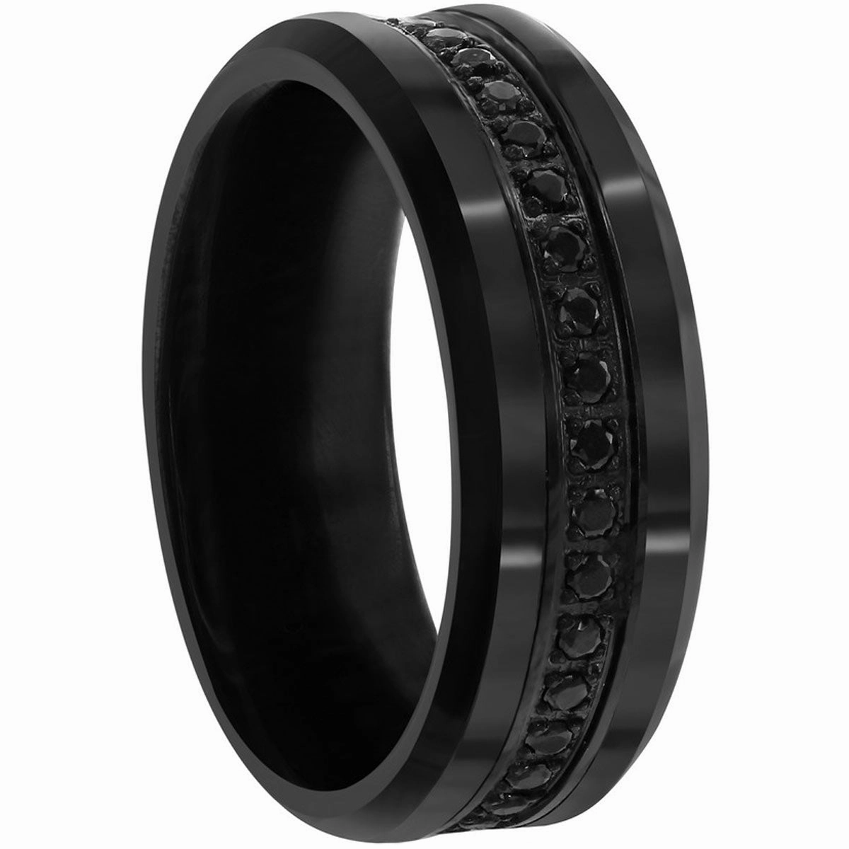 Men's Ring - Black Rhodium and CZ Eternity Tungsten, Size 9 | SW-2082-9