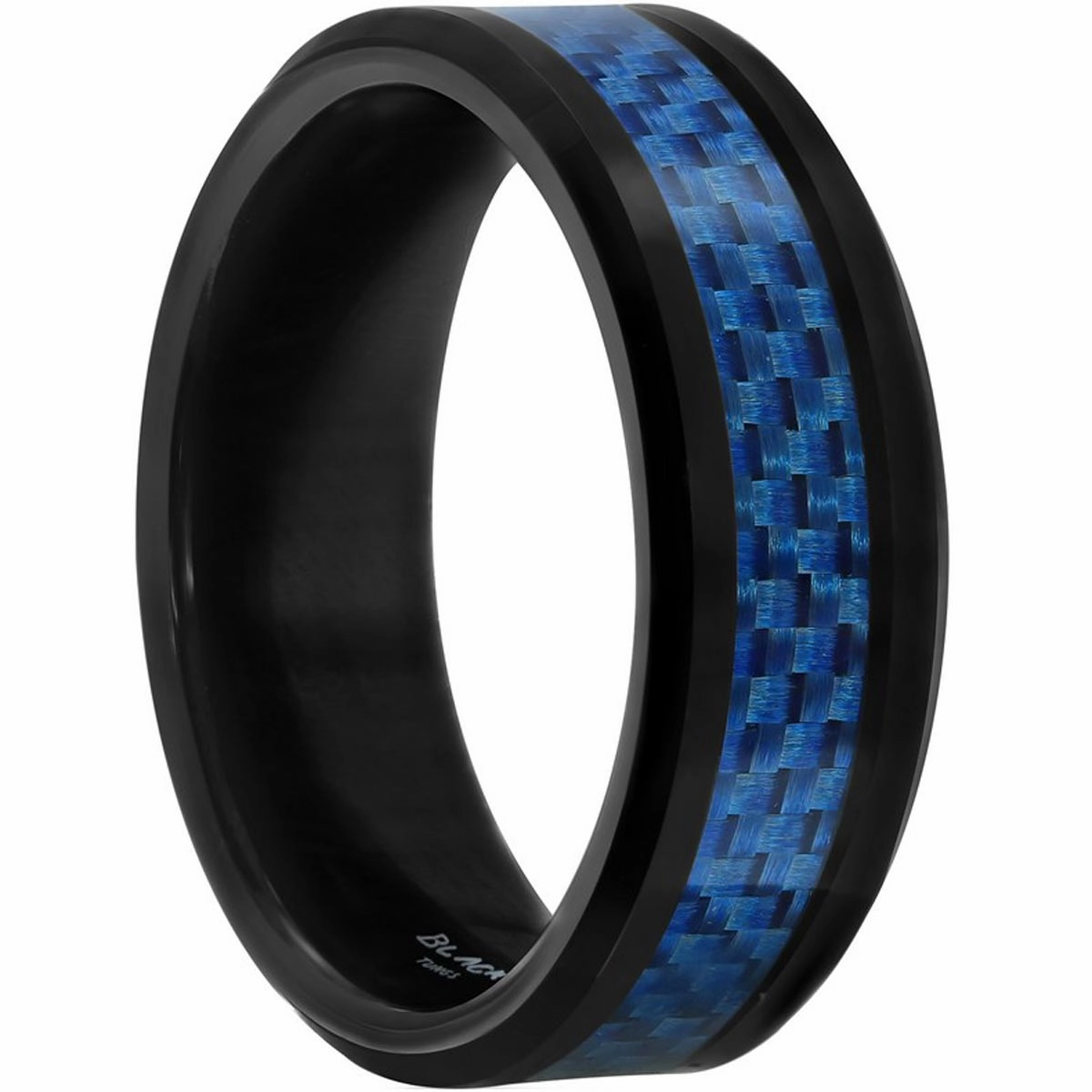 Men's Ring - Black Tungsten with Blue Carbon Fiber, Size 13 | SW-2123-13
