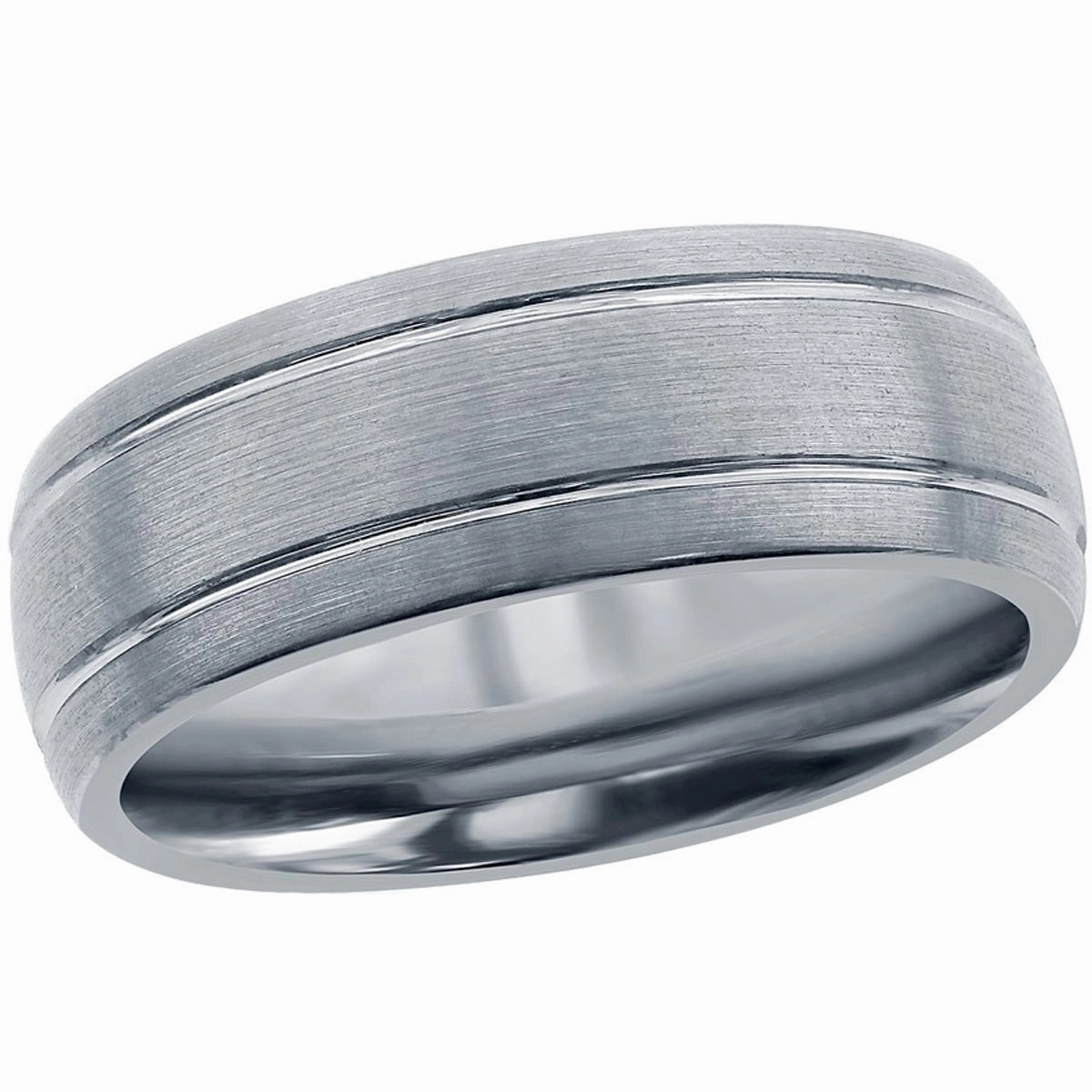 Men's Ring - Brushed Silver Double Stripe Tungsten, Size 9 | SW-2071-9