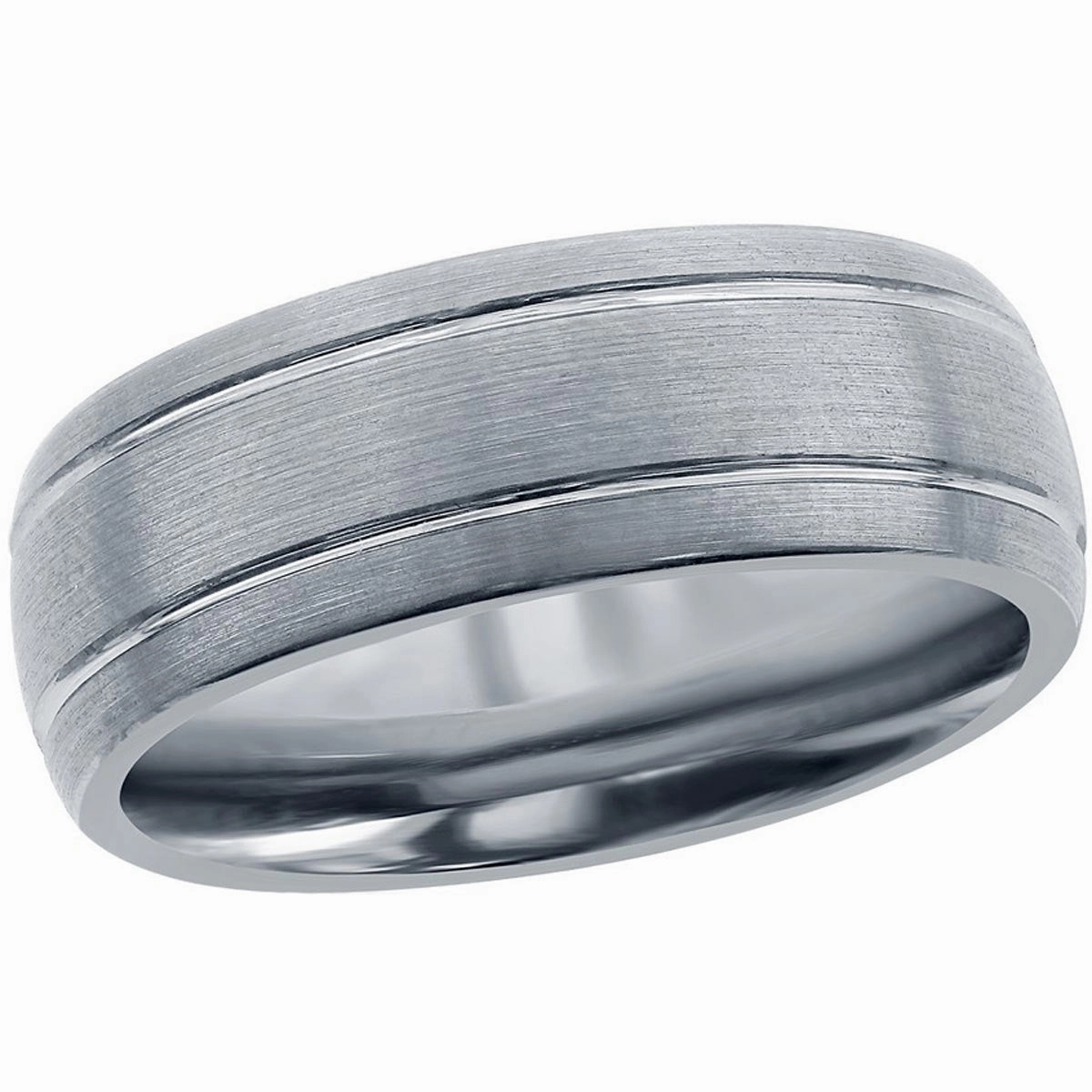 Men's Ring - Brushed Silver Double Stripe Tungsten, Size 9 | SW-2071-9