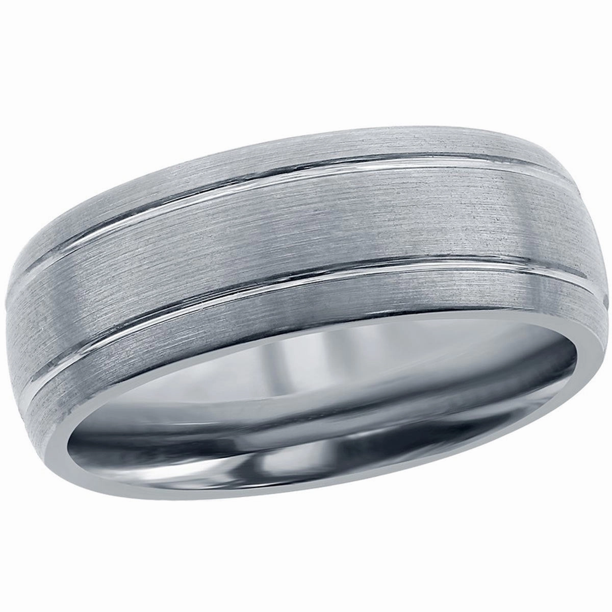 Men's Ring - Brushed Silver Double Stripe Tungsten, Size 9 | SW-2071-9