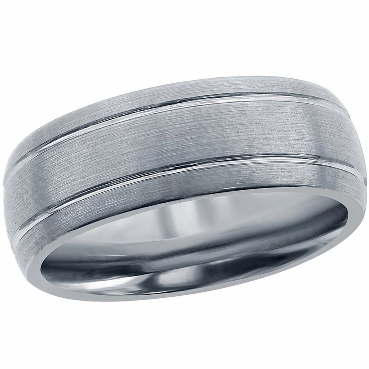 Men's Ring - Brushed Silver Double Stripe Tungsten, Size 9 | SW-2071-9