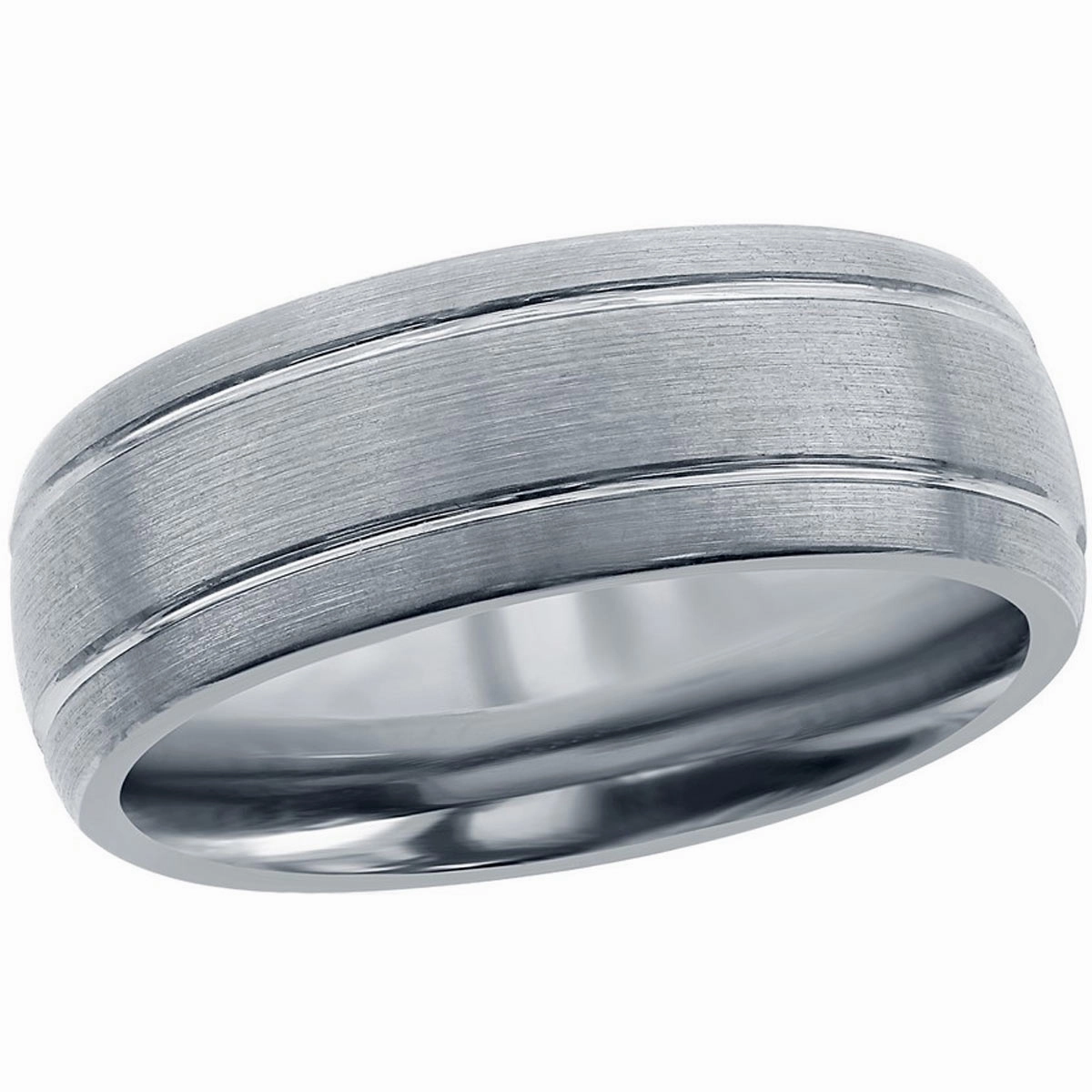 Men's Ring - Brushed Silver Double Stripe Tungsten, Size 9 | SW-2071-9