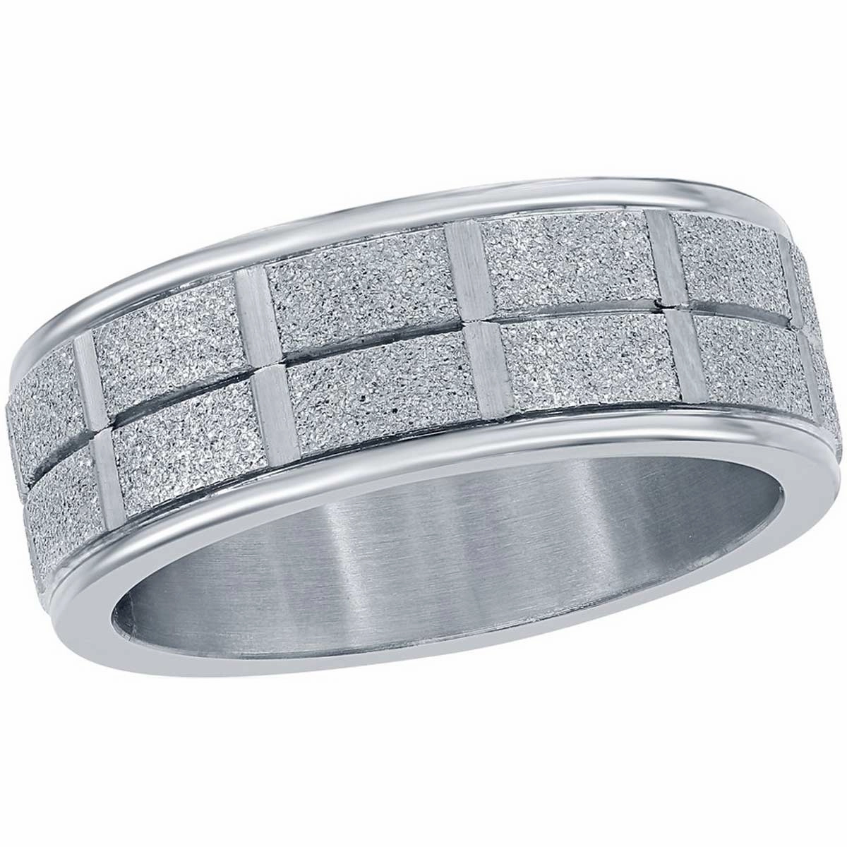 Men's Ring - Silver Stainless Steel Sand Blasted, Size 9 | SW-2089-9