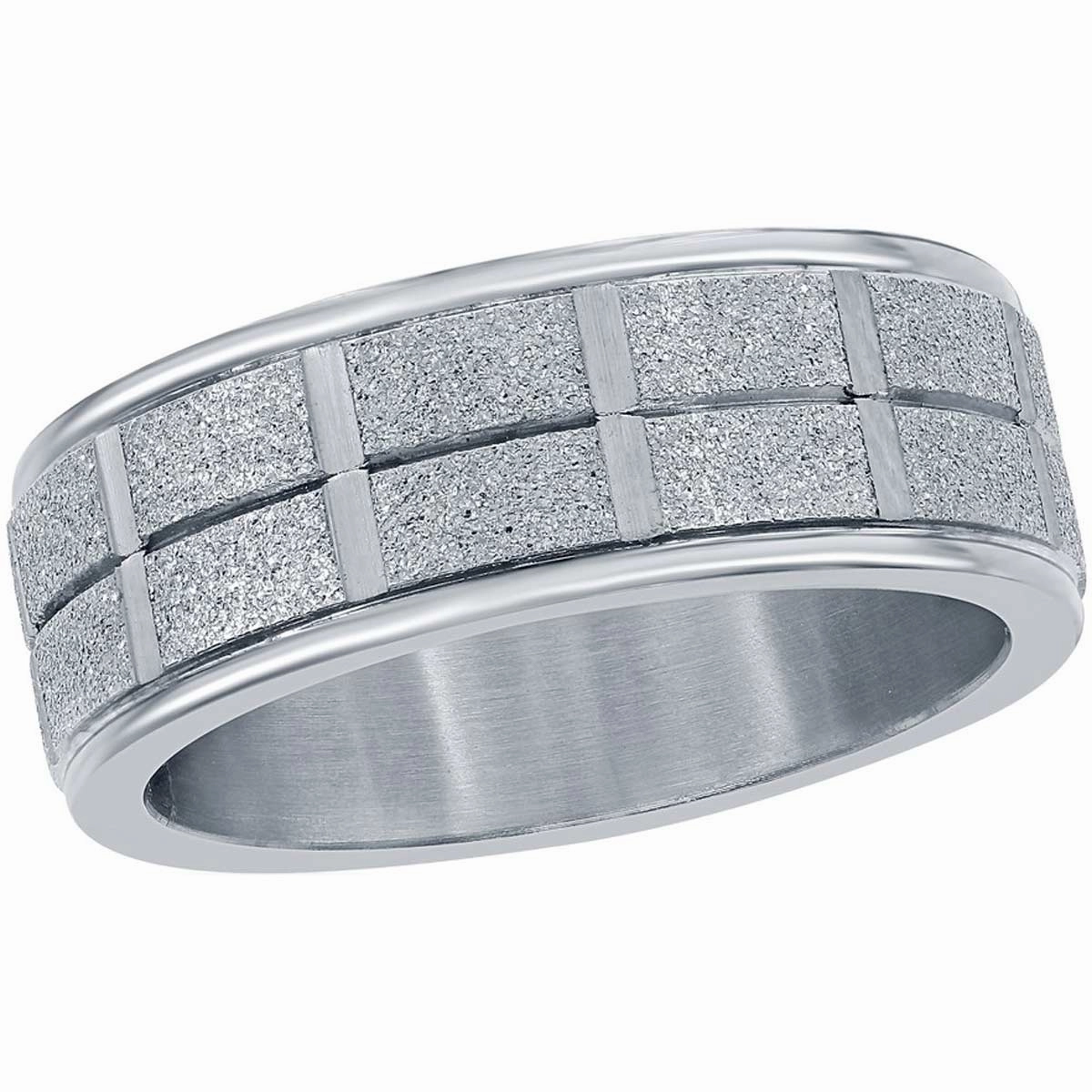 Men's Ring - Silver Stainless Steel Sand Blasted, Size 9 | SW-2089-9