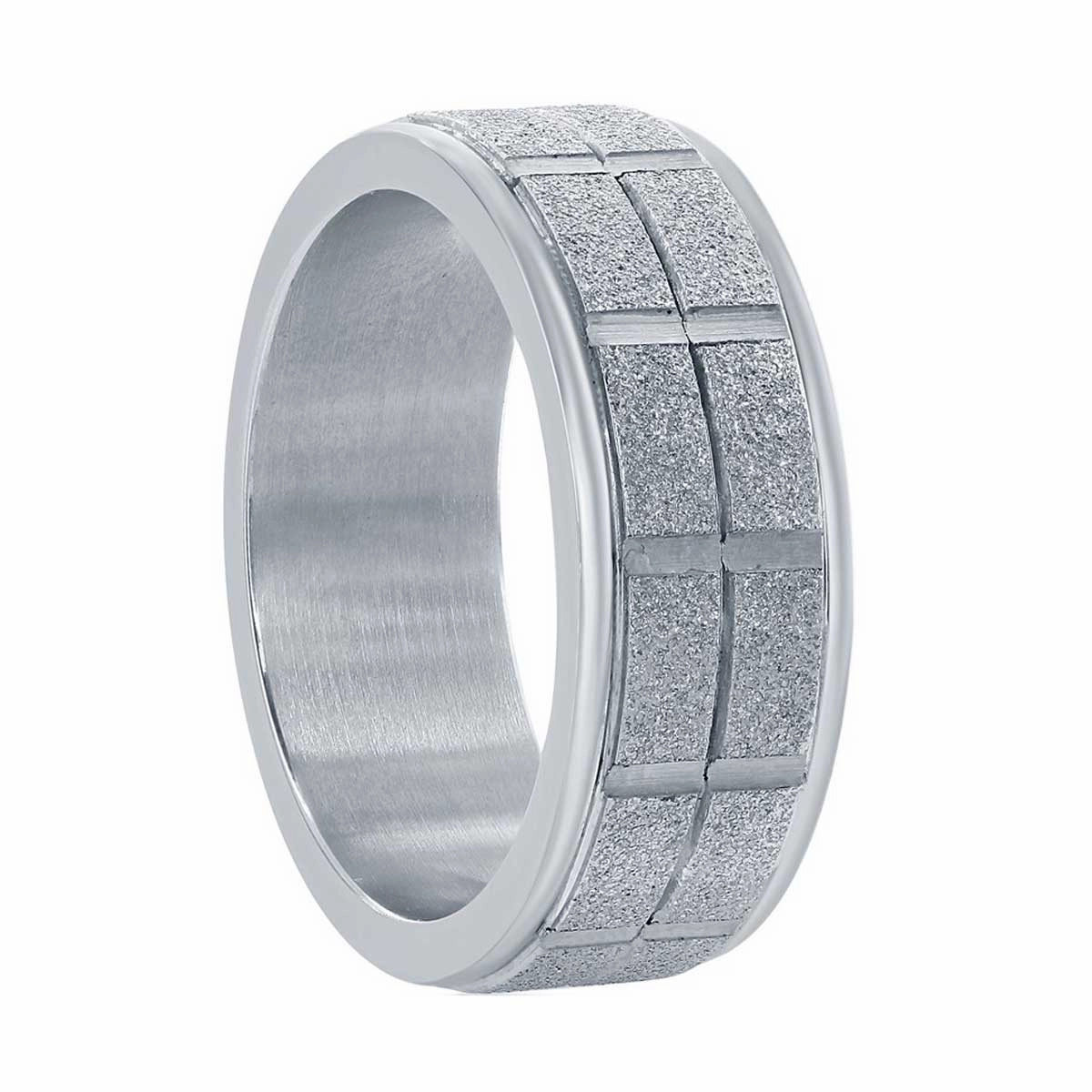 Men's Ring - Silver Stainless Steel Sand Blasted, Size 9 | SW-2089-9