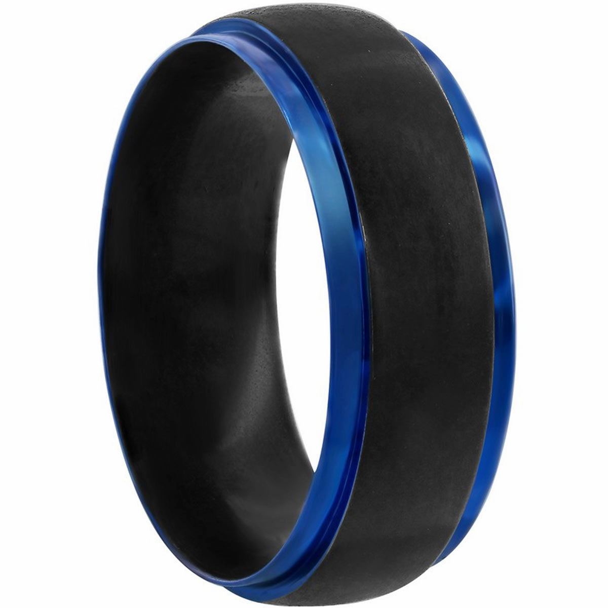 Men's Ring - Stainless Steel Black and Blue Band, Size 9 | SW-2085-9