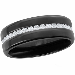 Men's Ring - Stainless Steel Black Eternity with CZ, Size 9 | SW-2092-9