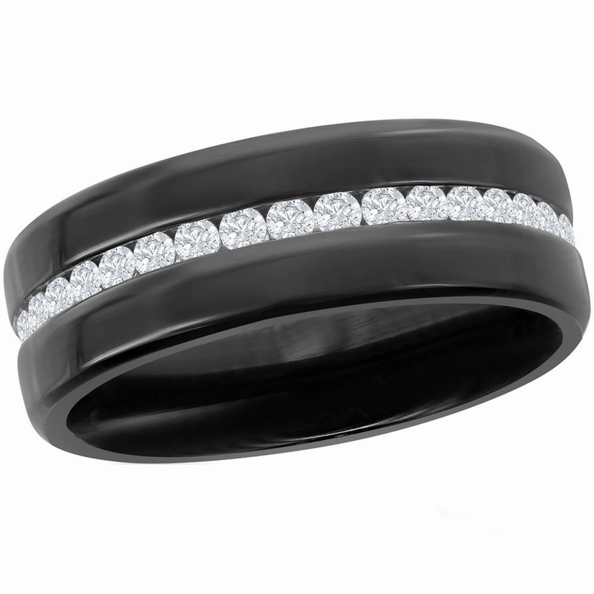 Men's Ring - Stainless Steel Black Eternity with CZ, Size 9 | SW-2092-9