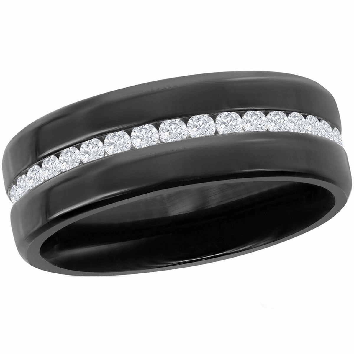 Men's Ring - Stainless Steel Black Eternity with CZ, Size 9 | SW-2092-9
