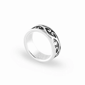 Men's Sterling Silver 9mm Tribal Pattern Band