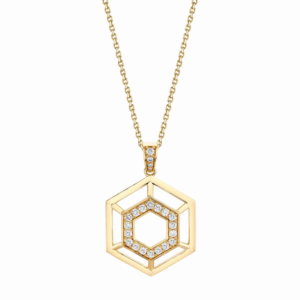Michael M. 14k Gold Hex Truss Pendant
