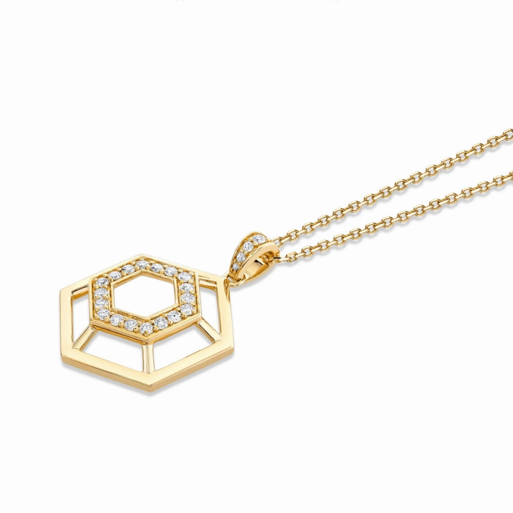 Michael M. 14k Gold Hex Truss Pendant