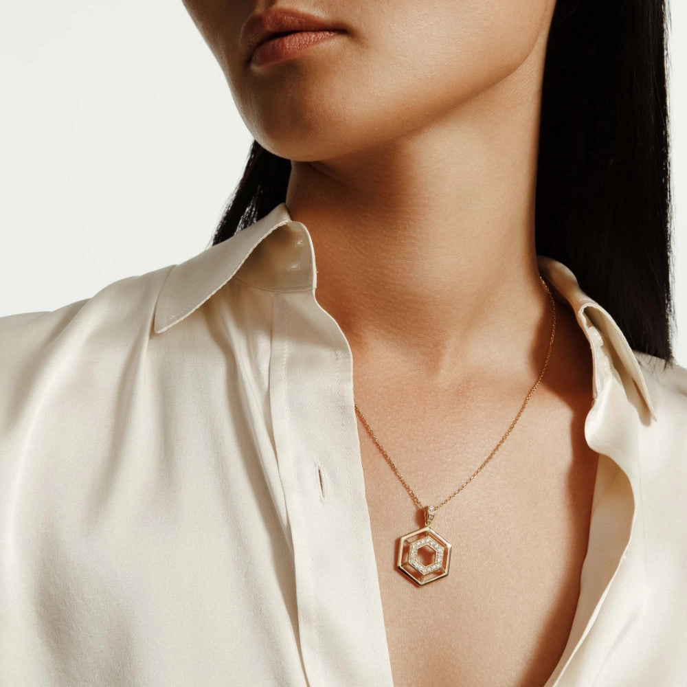 Michael M. 14k Gold Hex Truss Pendant