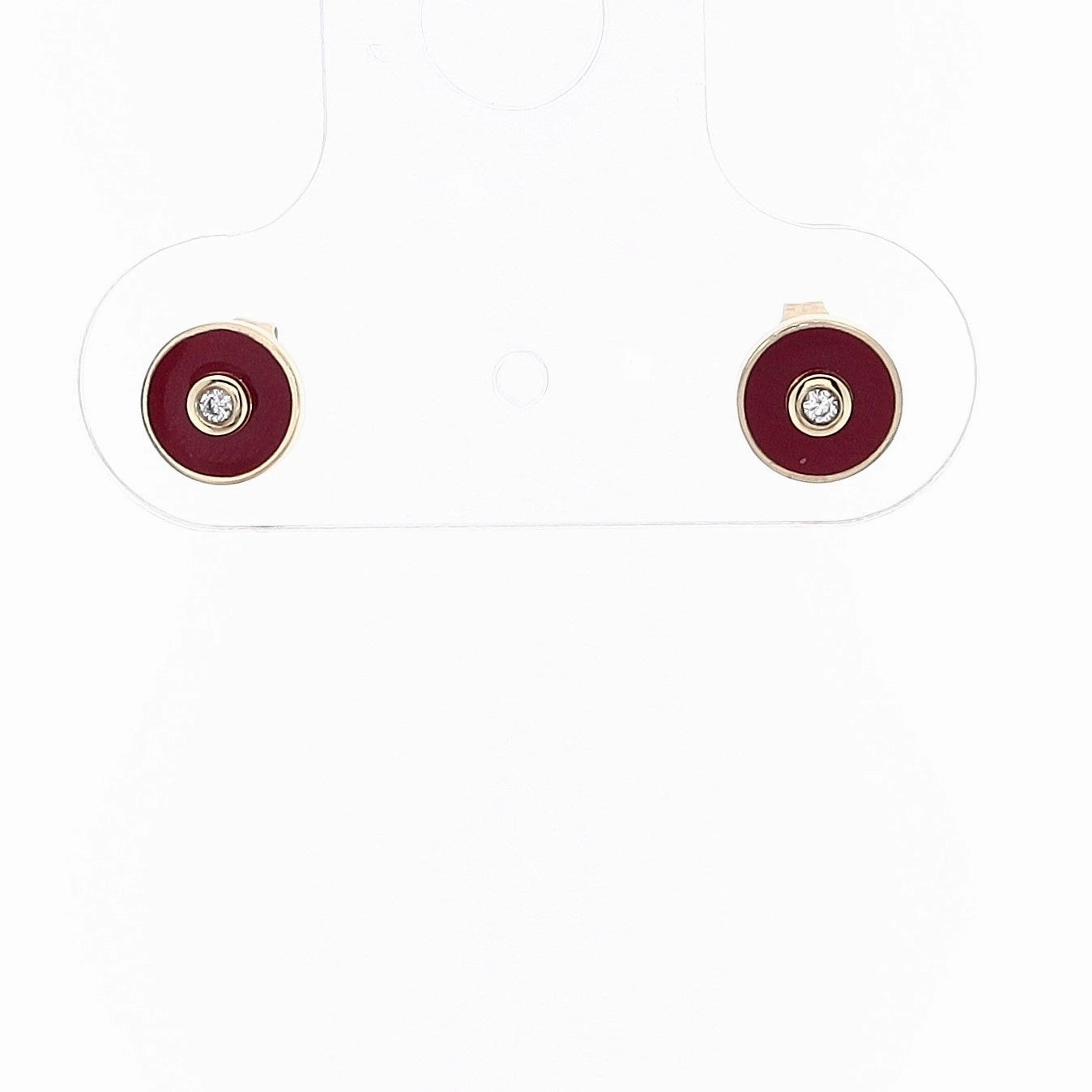 Michael M. 14Y Chroma Magenta Enamel Extruded Bezel Stud Earrings
