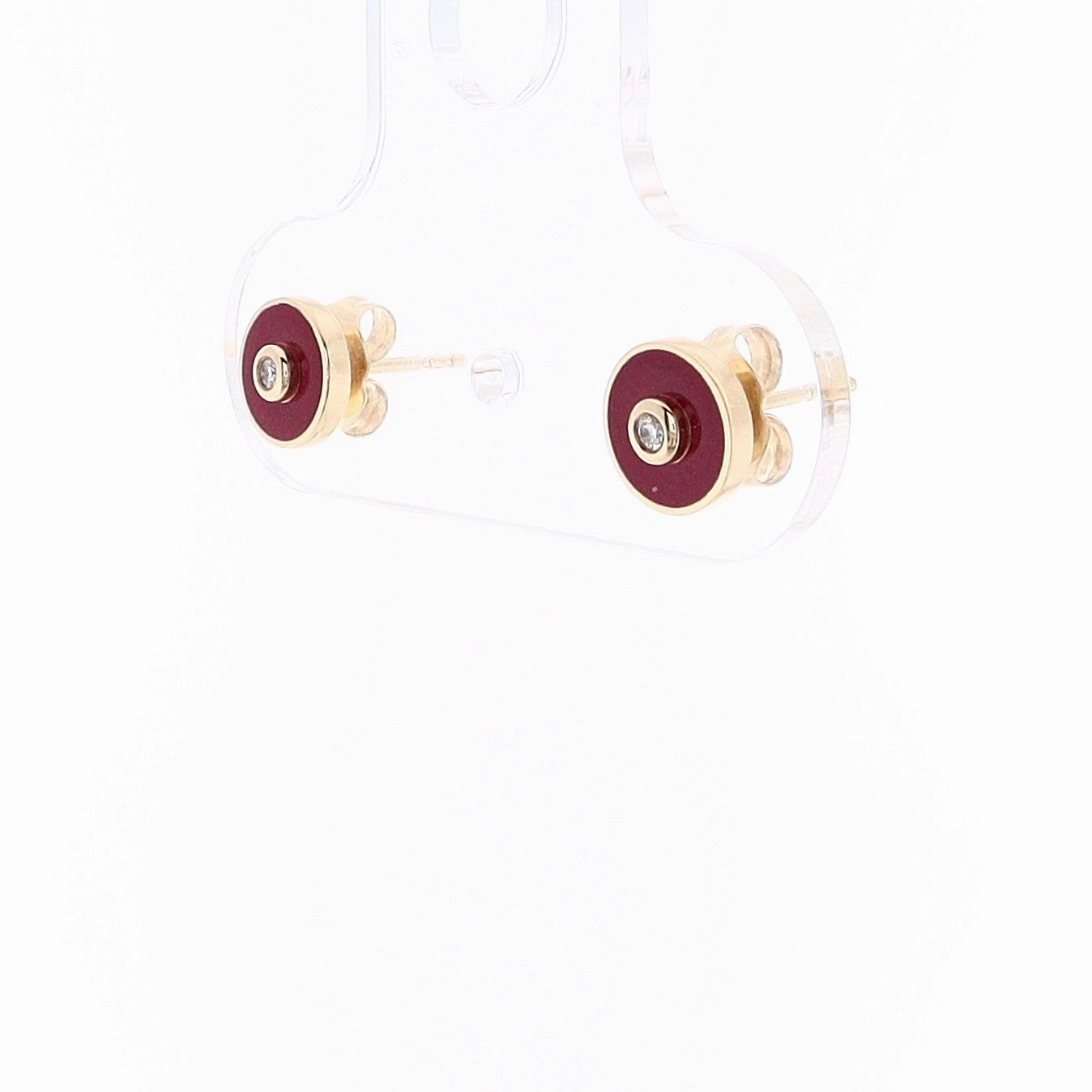 Michael M. 14Y Chroma Magenta Enamel Extruded Bezel Stud Earrings