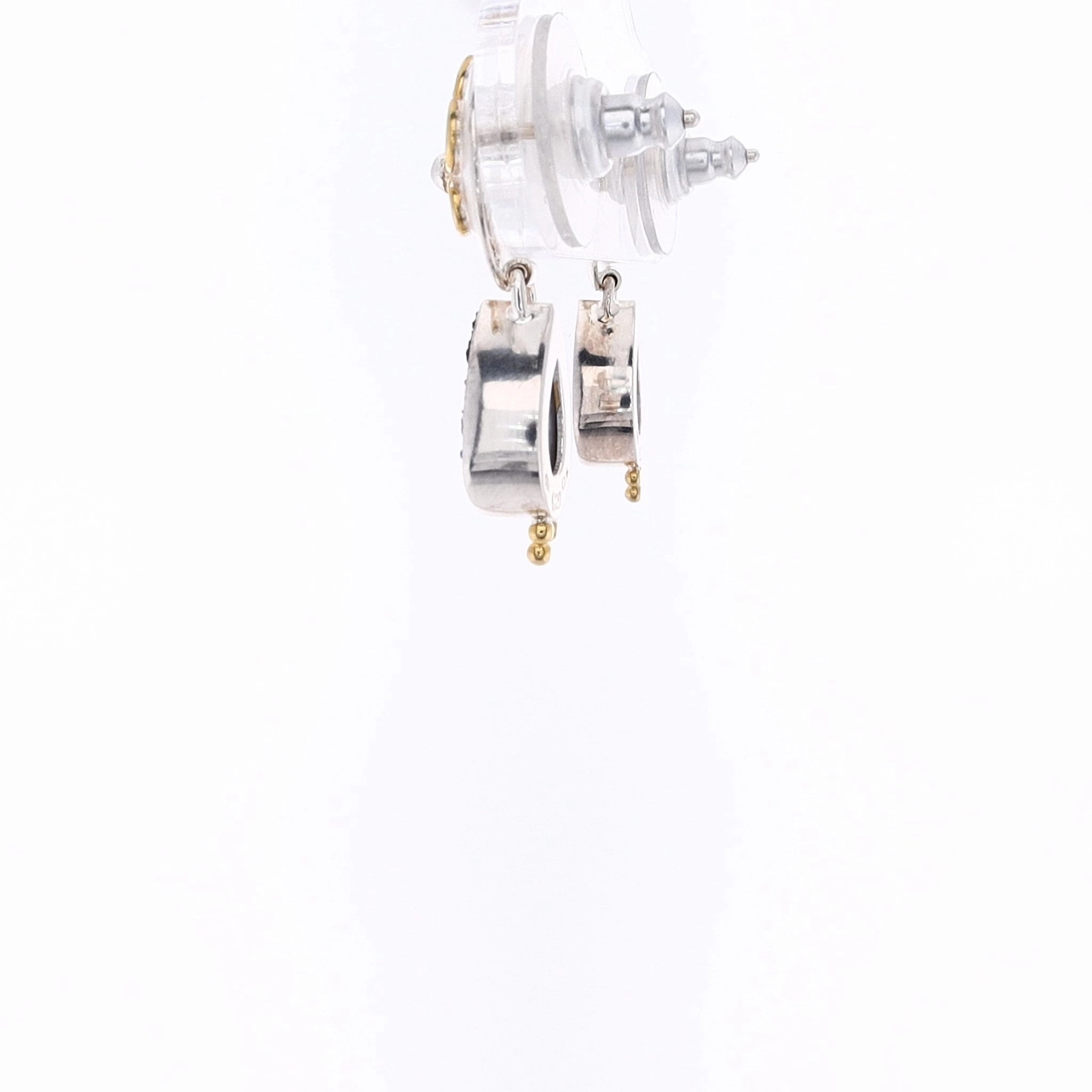 Michou Sterling Silver and 22 Karat Yellow Gold Vermeil Druzy Drop Earrings