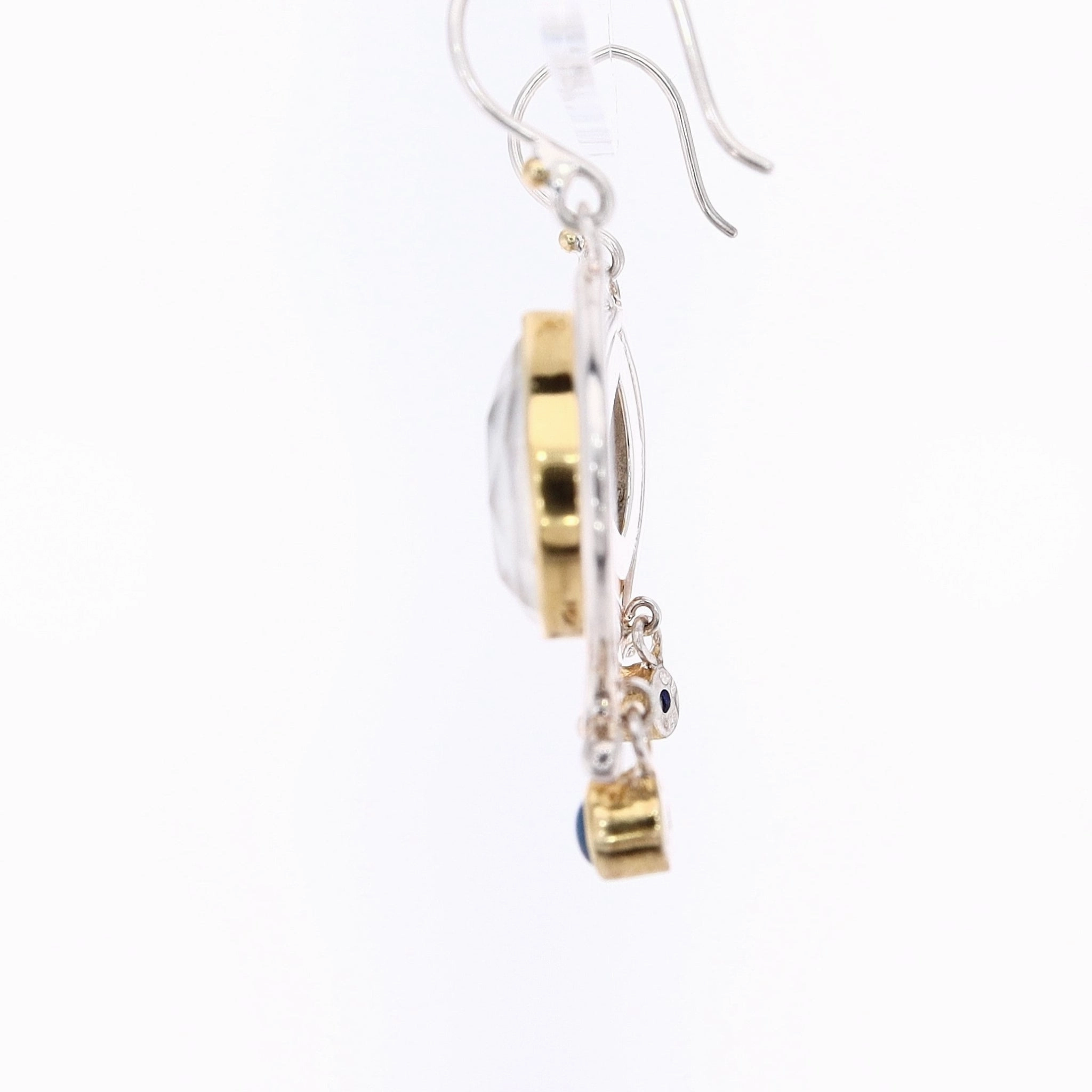 Michou Sterling Two-Tone Mother of Pearl and Topaz Vermeil Drop Earrings
