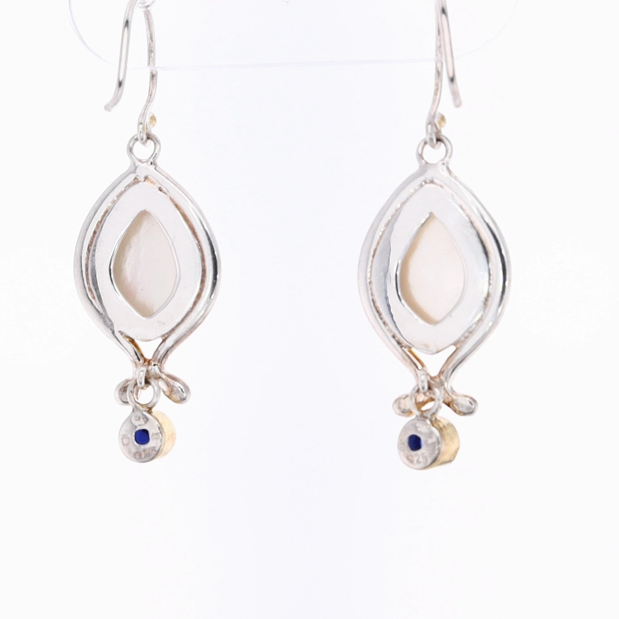 Michou Sterling Two-Tone Mother of Pearl and Topaz Vermeil Drop Earrings