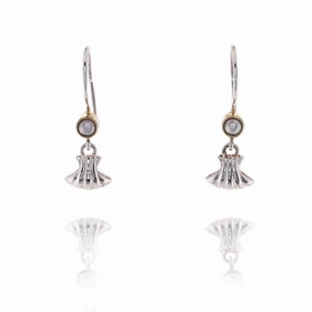 Michou Two-Tone Pearl Vermeil Seashell Drop Earrings