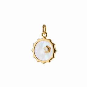 Monica Rich Kosann 18k Gold Mother of Pearl "Happiness" Sun and Star Charm
