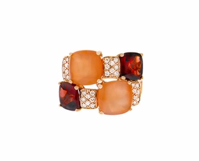 Moonstone and garnet ring