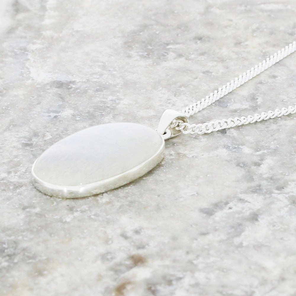 Moonstone Sterling Silver Oval Pendant and Chain