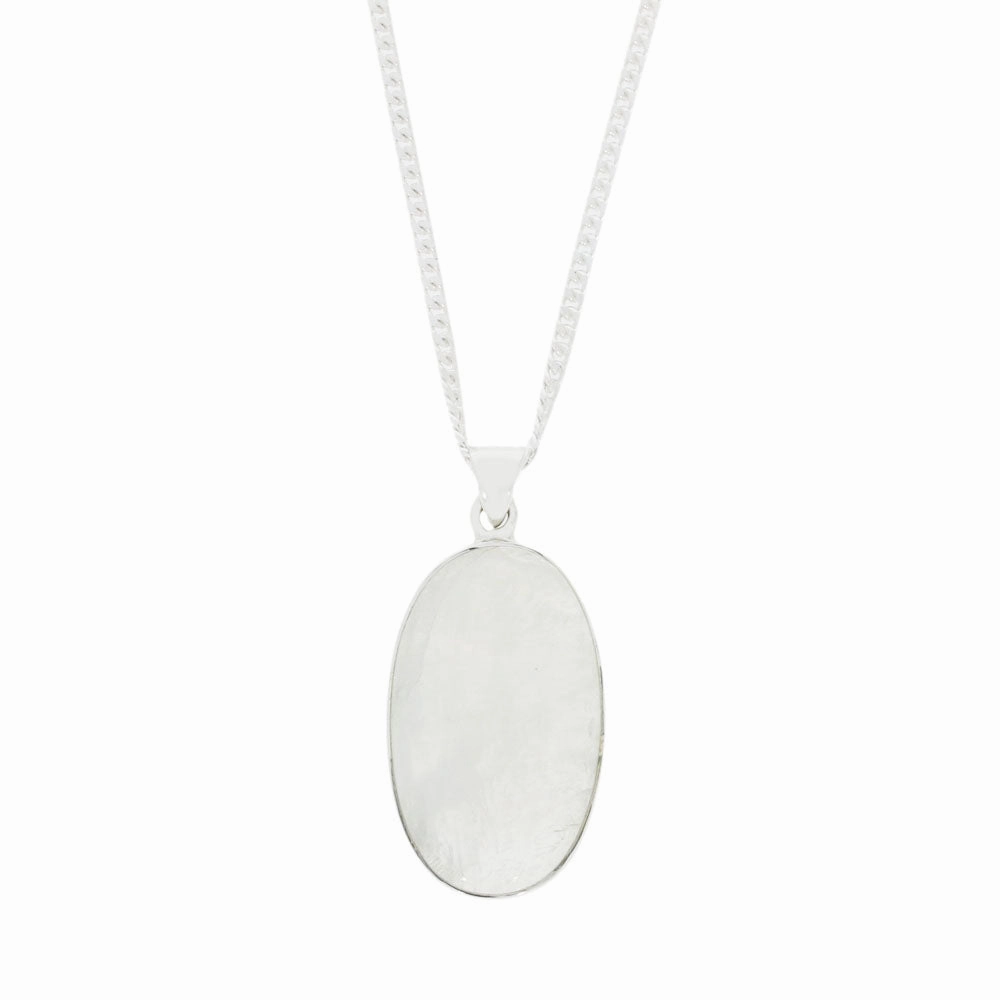 Moonstone Sterling Silver Oval Pendant and Chain
