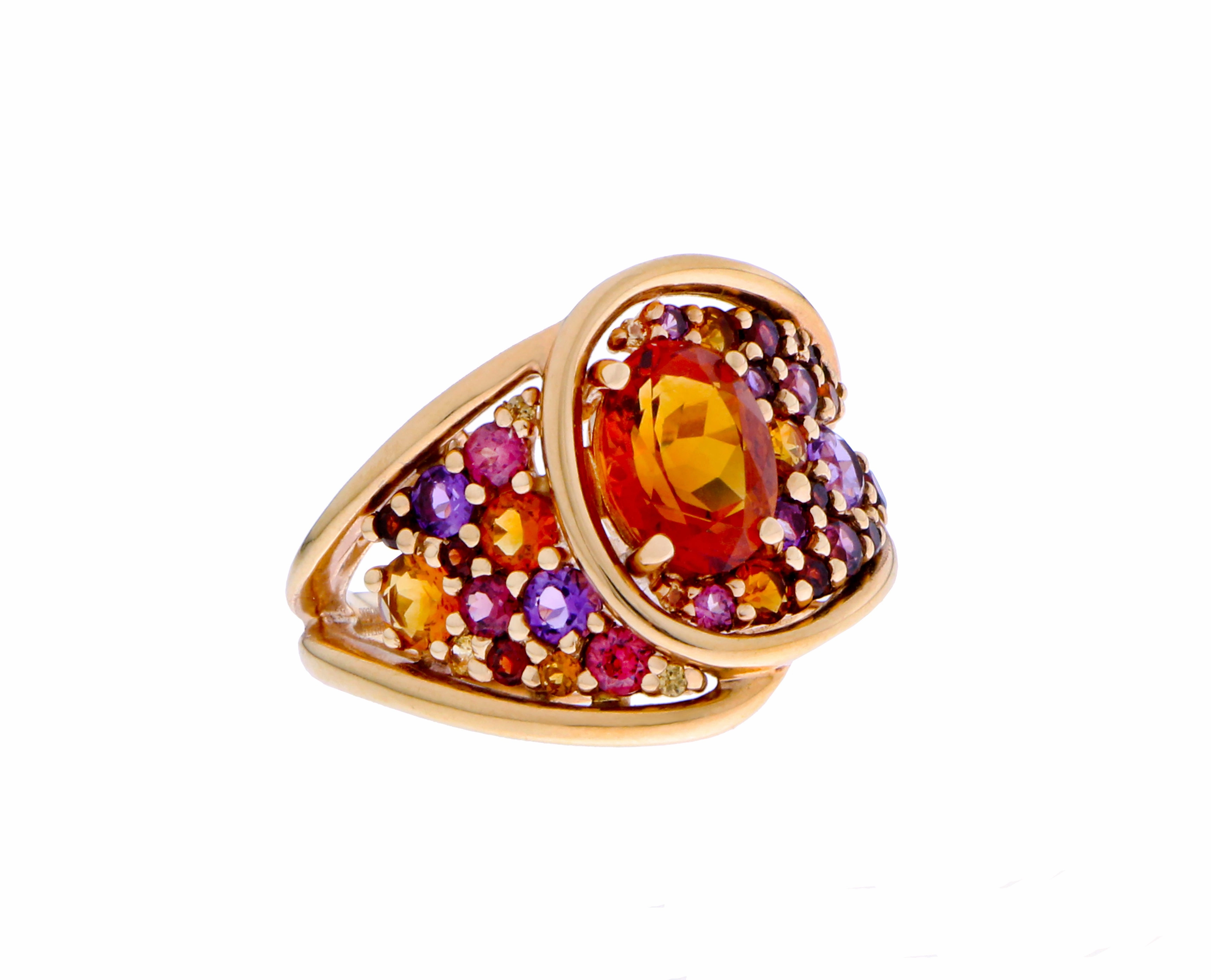 Multicolor gemstone ring