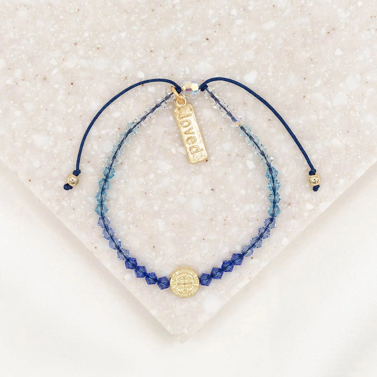 My Saint My Hero BeCause We Care - Blue Ombr Crystal Bracelet