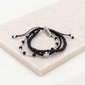 My Saint My Hero Black Agate Be Still Prayer Bracelet