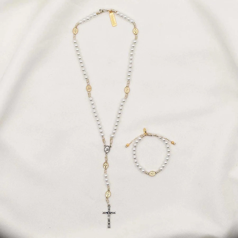 My Saint My Hero First Communion Rosary and Bracelet Set for Girls