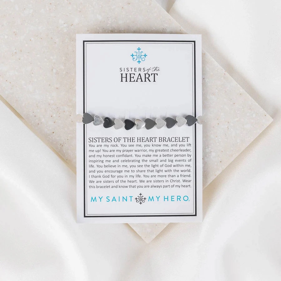 My Saint My Hero Hematite Sisters of the Heart Bracelet