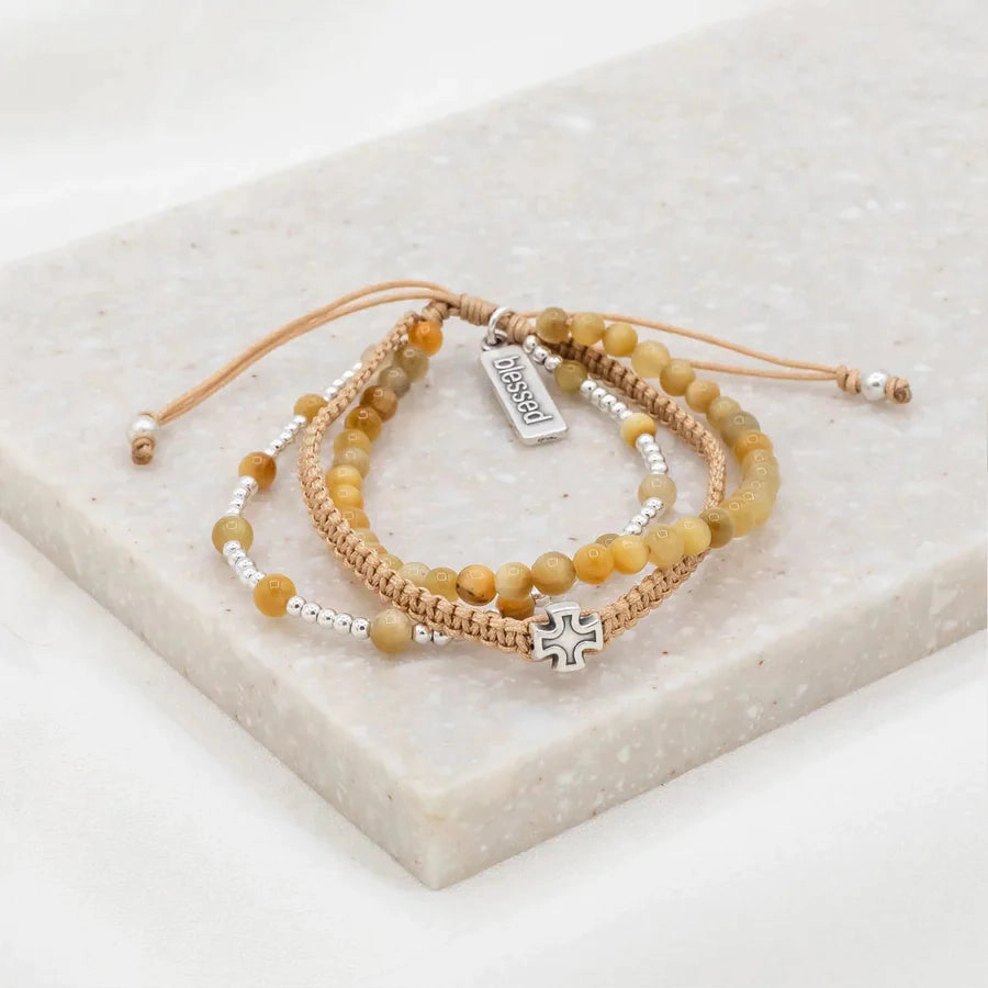 My Saint My Hero Tiger's Eye Be Still Prayer Bracelet