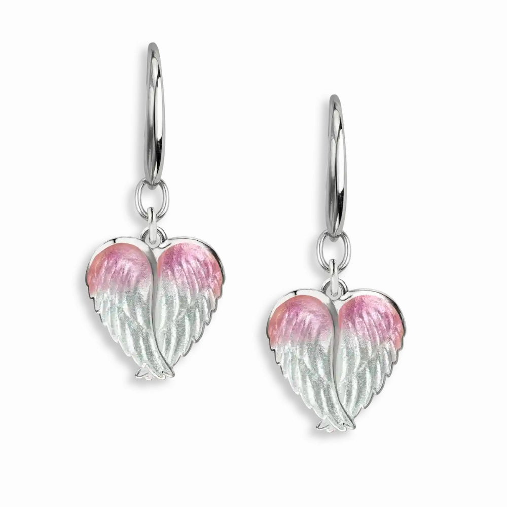 Nicole Barr White & Pink Angel Wings Wire Earrings