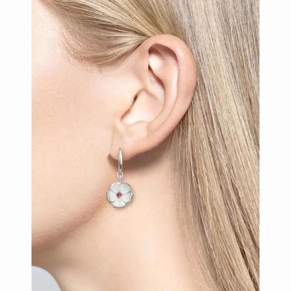 Nicole Barr White Cherokee Rose Enamel Earrings