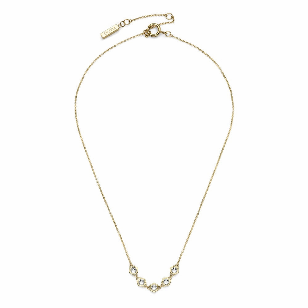 Olivia Burton Ever Stacked Crystal Honeycomb Gold Plated Necklace 24100340
