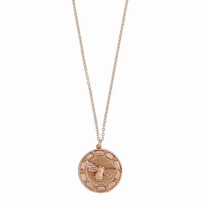 Olivia Burton Lucky Bee Rose Gold Necklace OBJAMN77