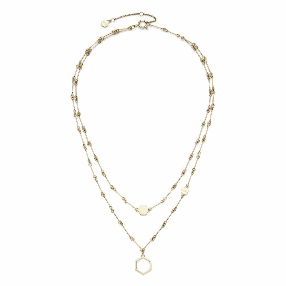 Olivia Burton Signature Honeycomb Double Chain Necklace 24100306