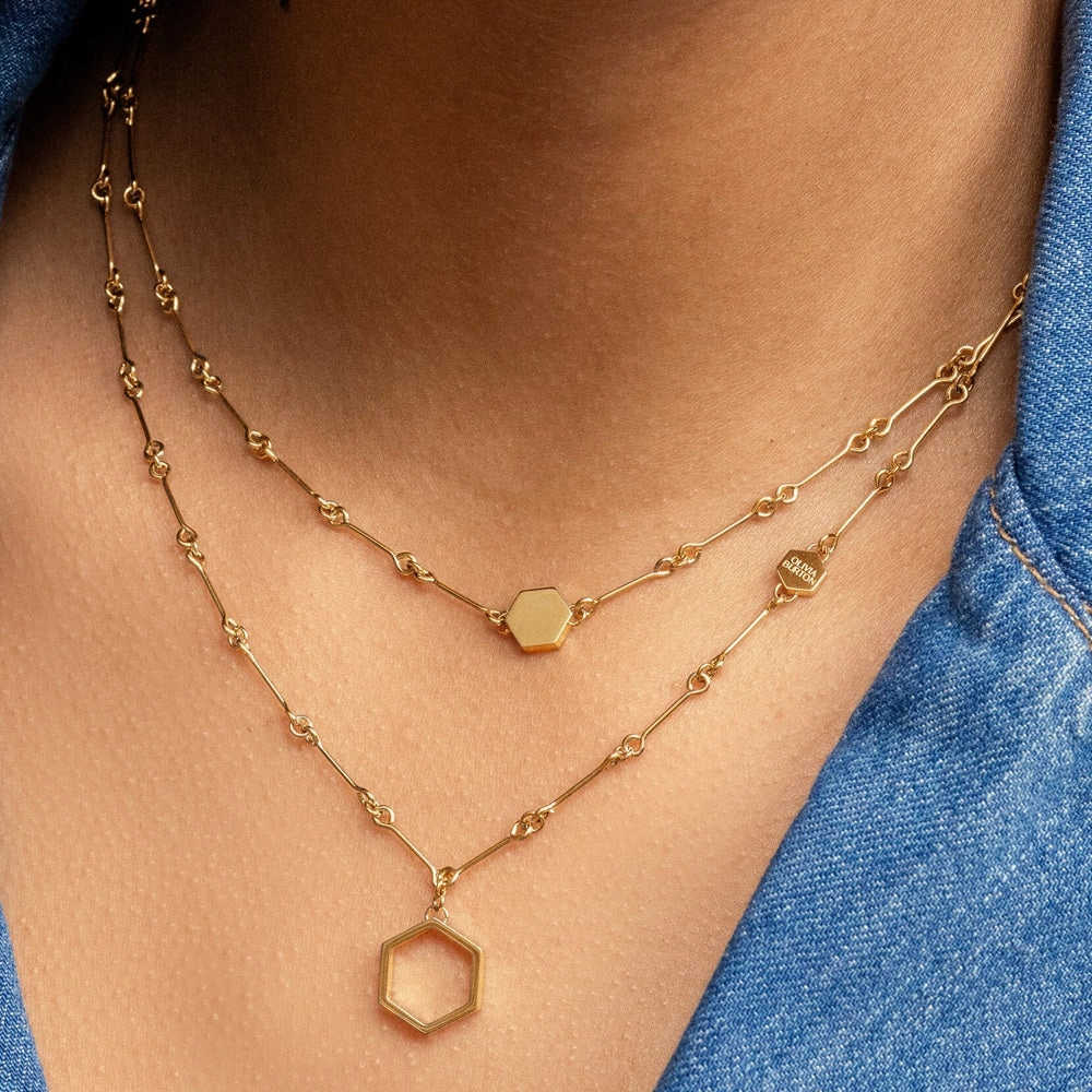 Olivia Burton Signature Honeycomb Double Chain Necklace 24100306