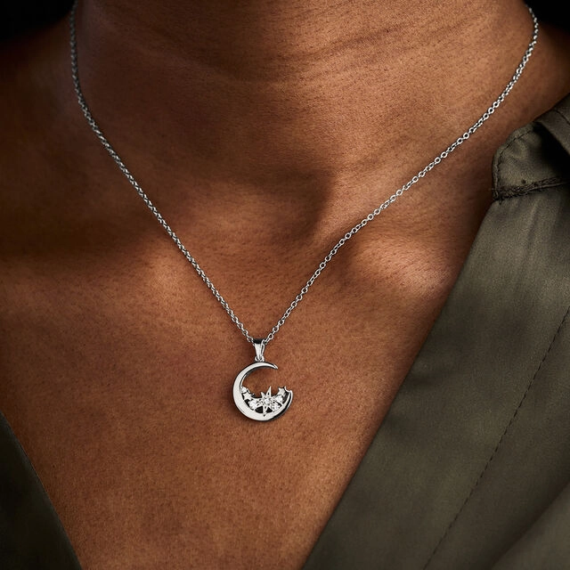 Olivia Burton Silver Celestial Moon Necklace OBJCLN34