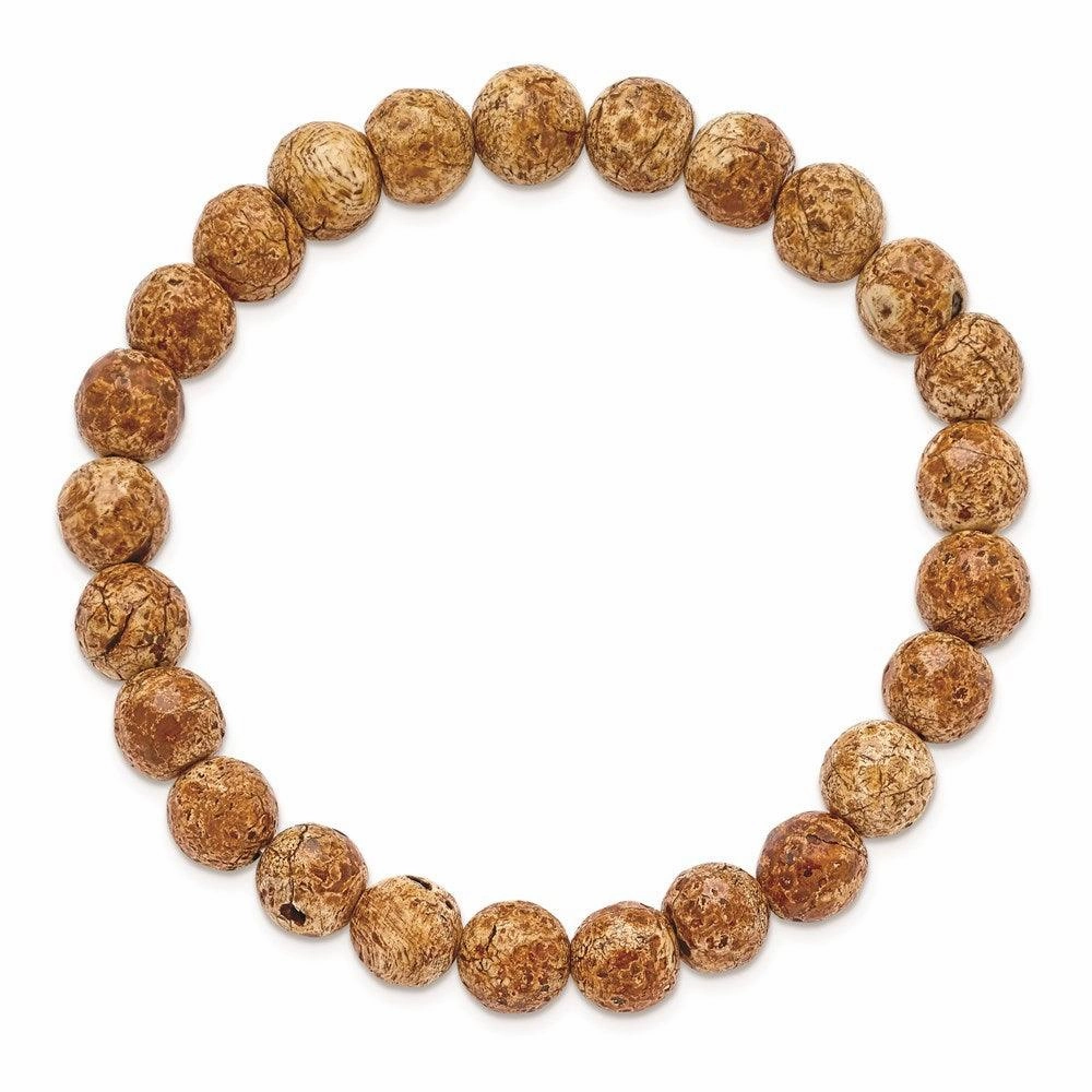 Picture Stone Agate Beaded Stretch Bracelet
