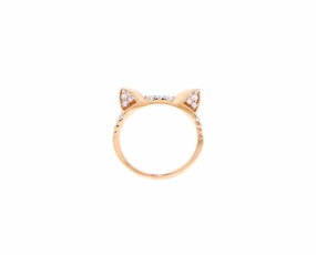 Pink gold ring with diamond ears