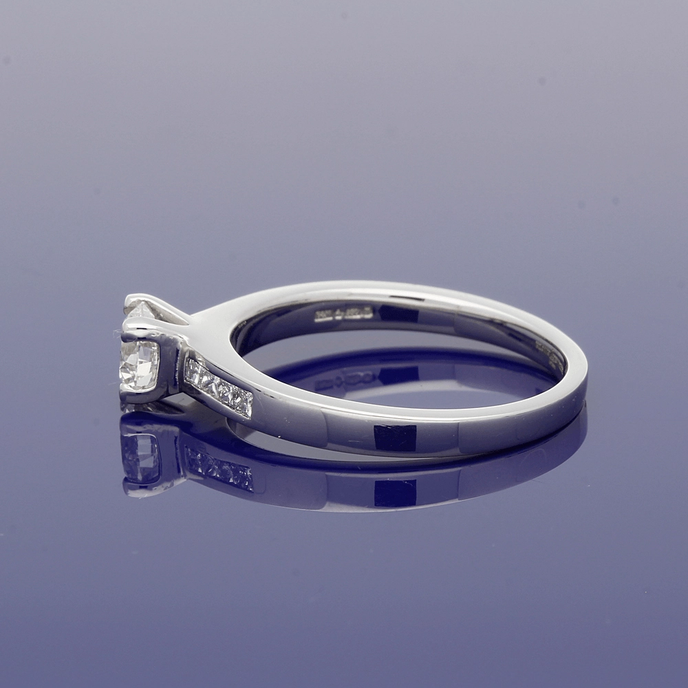Platinum 0.50ct Diamond Solitaire Engagement Ring with Diamond Shoulders