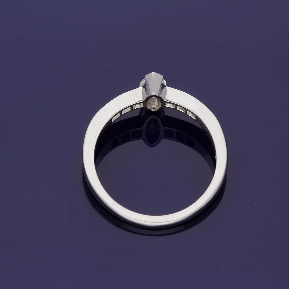 Platinum 0.51ct Marquise Cut Diamond Solitaire Ring with Princess Cut Diamond Set Shoulders