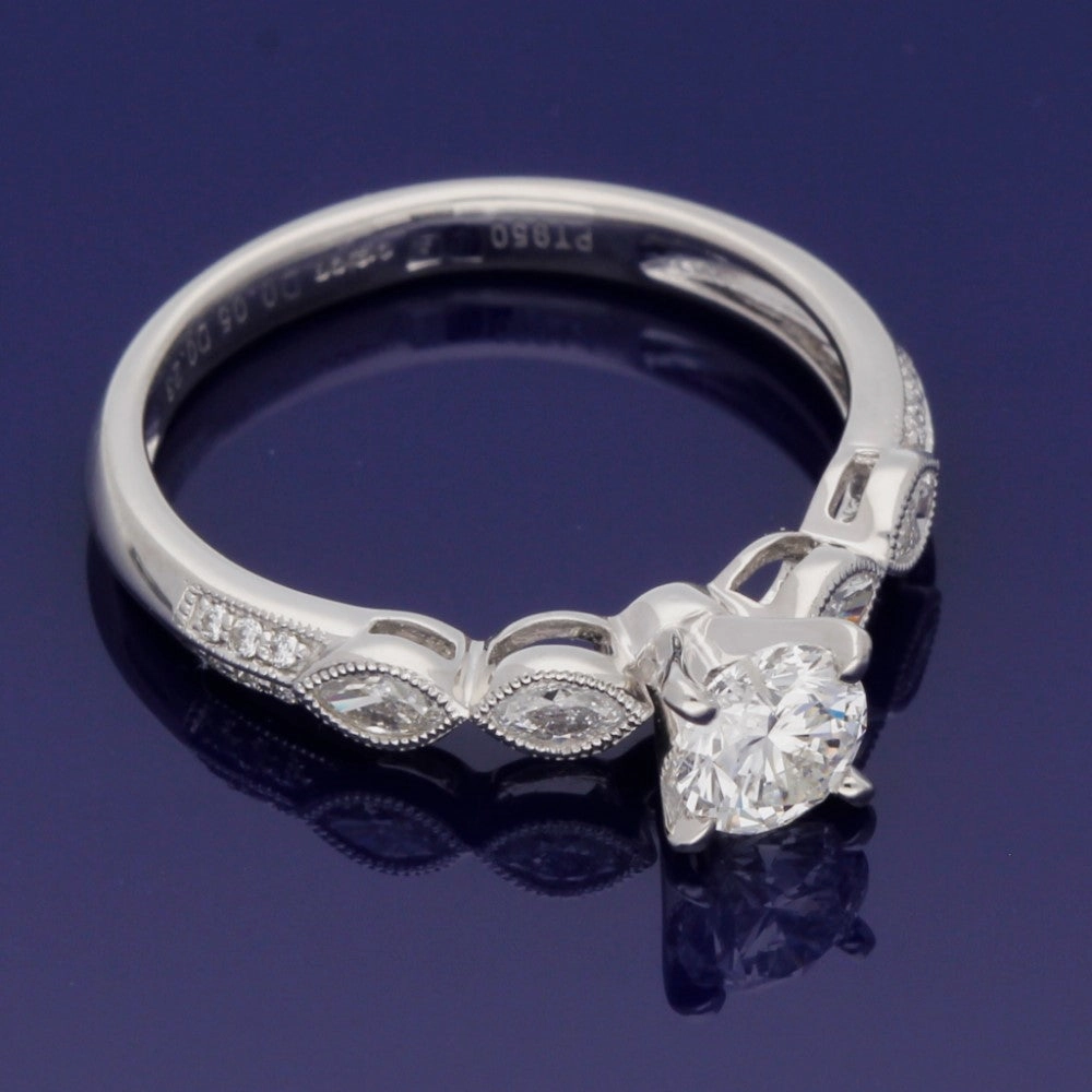 Platinum 0.56ct Solitaire with Diamond Set Shoulders Ring