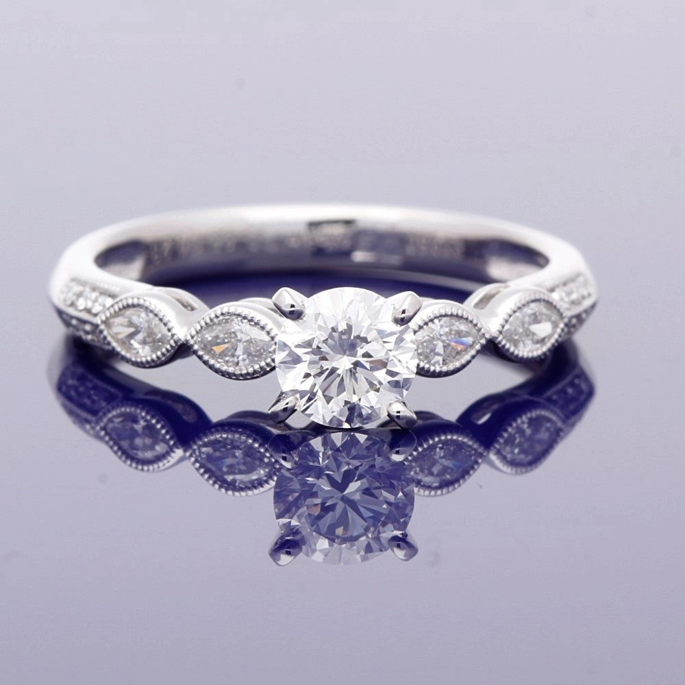 Platinum 0.56ct Solitaire with Diamond Set Shoulders Ring