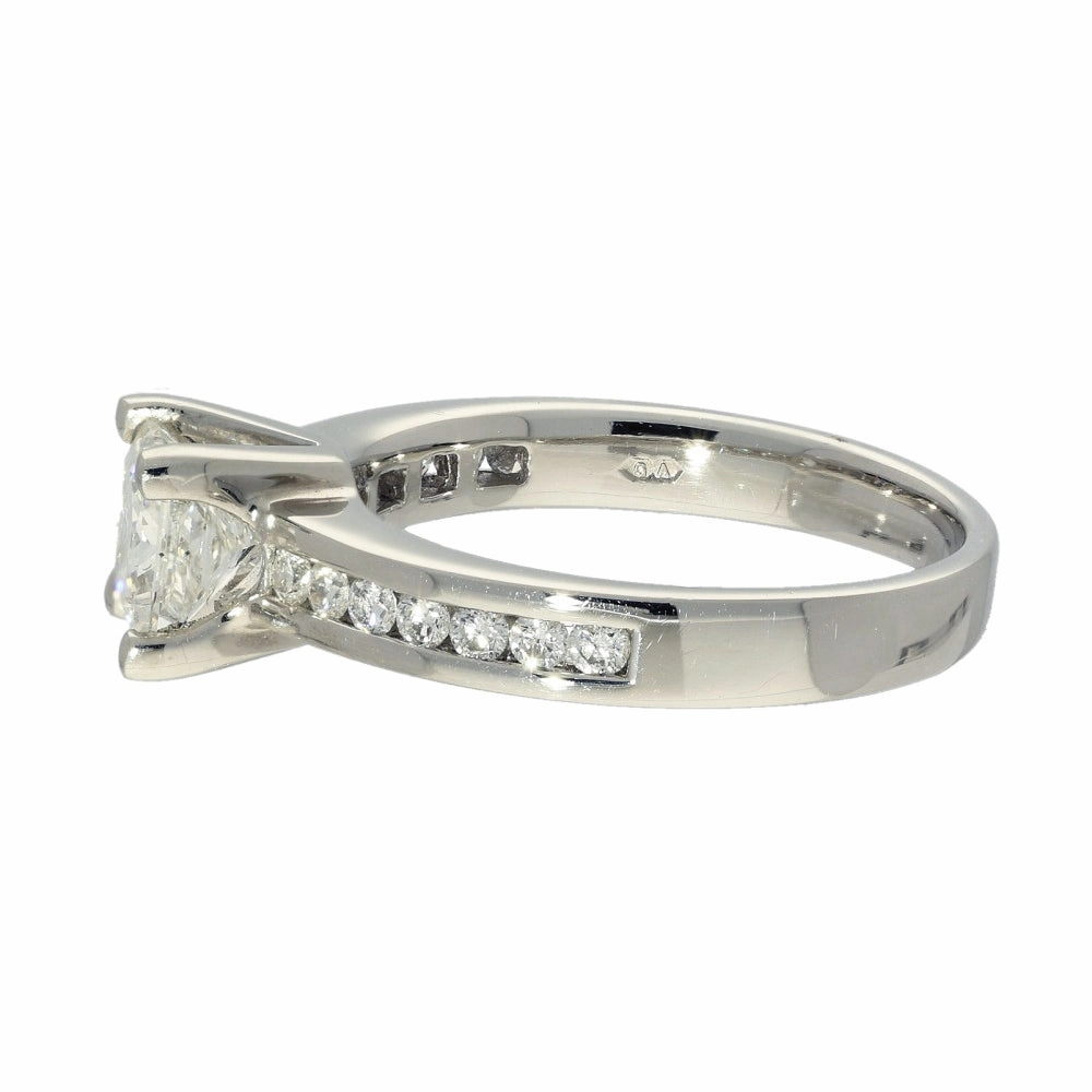 Platinum 0.91ct Certificated Princess Cut Solitaire Ring with Diamond Shoulders